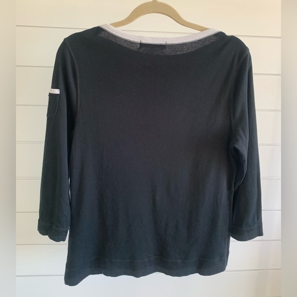 Lauren Ralph Lauren T-Shirt Women's Size L Black 3/4 Sleeve Pullover T-Shirt - Picture 2 of 6